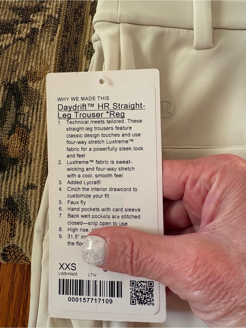 Lululemon day drift HR wide leg High-Rise Women’s Wide-Leg Pants — Cream xxs nwt - Picture 9 of 9